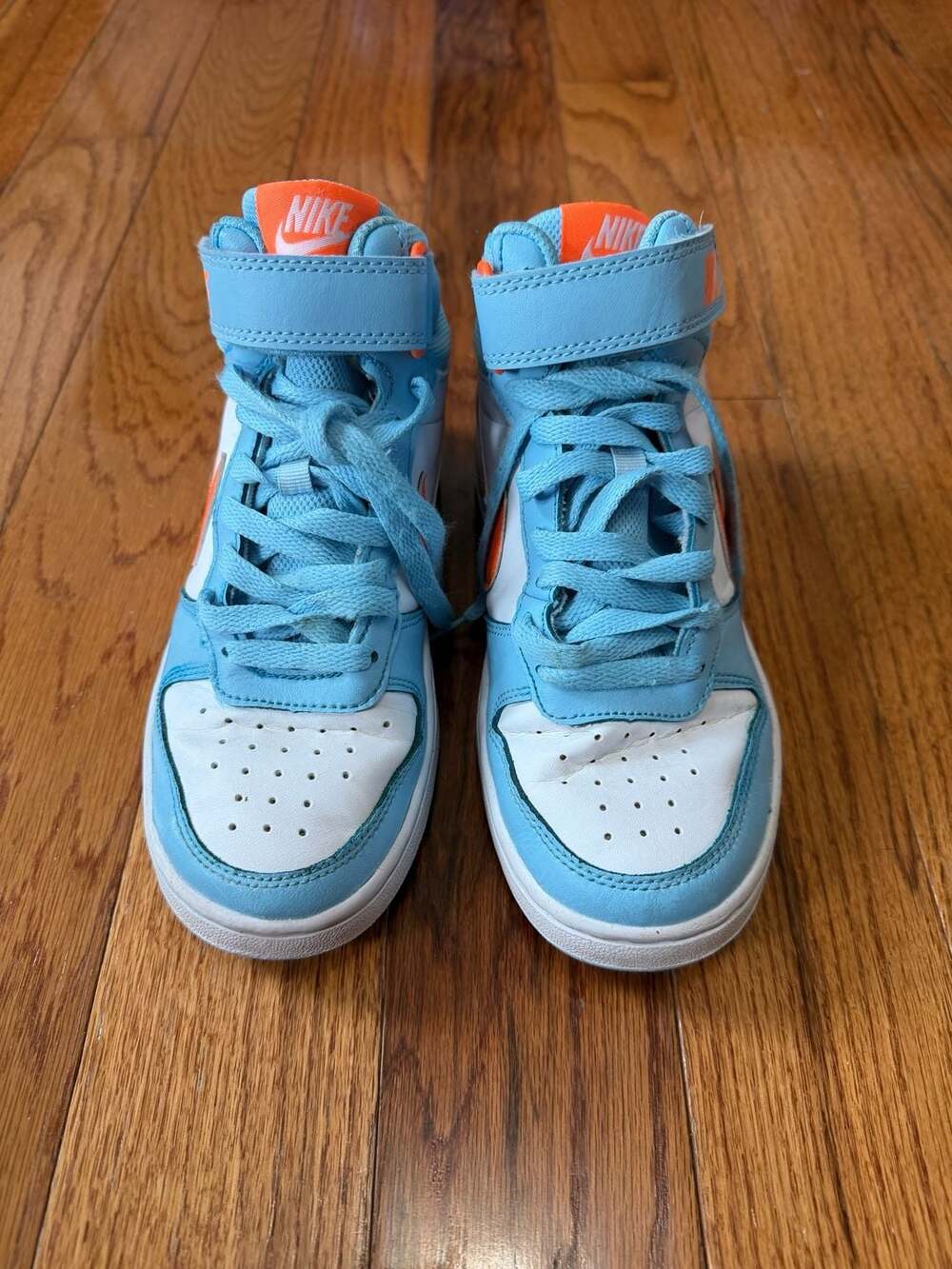Nike Court Borough Mid 2 Sneakers Grade School Size 4Y Blue Orange HF4791-407